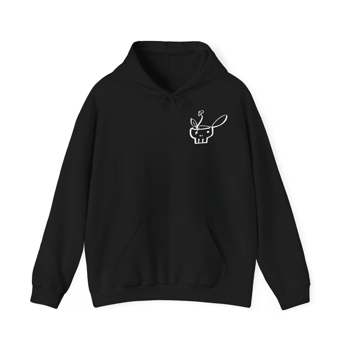 Schwarzer Hoodie „AfD? Nur über meine Leiche!“ – Vorderseite mit kleinem Motiv auf der Brust