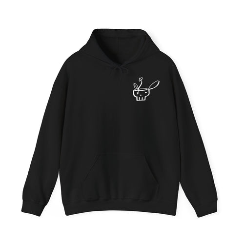 Schwarzer Hoodie „AfD? Nur über meine Leiche!“ – Vorderseite mit kleinem Motiv auf der Brust