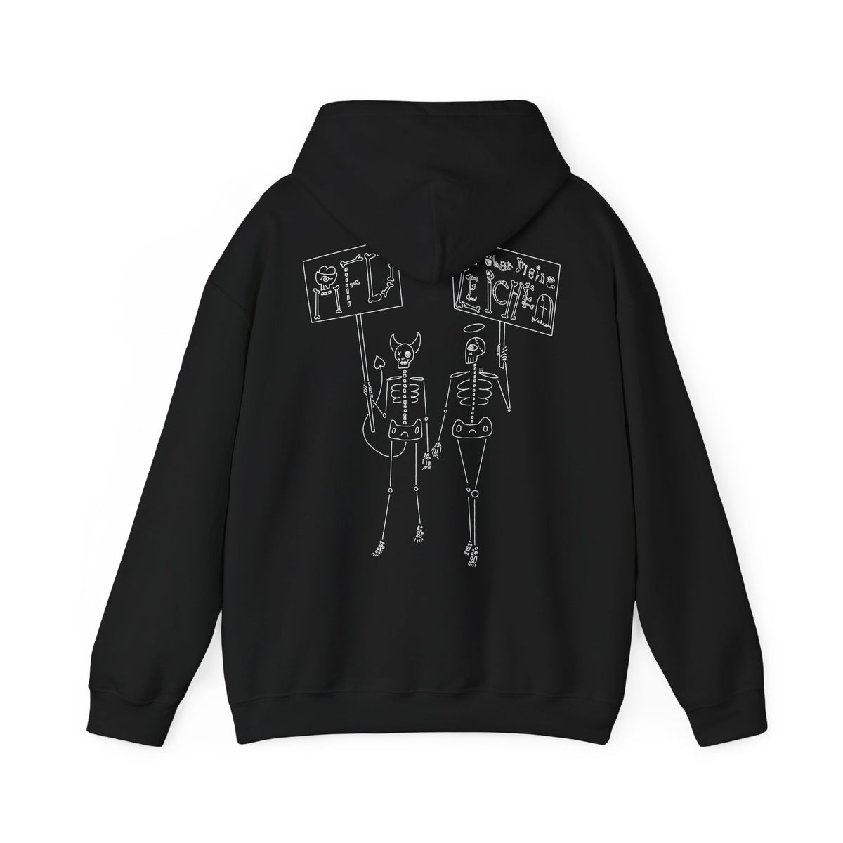 Schwarzer Hoodie „AfD? Nur über meine Leiche!“ – Rückseite mit großem Print